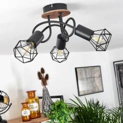 Lampes Vintages & Rétros-hofstein Plafonnier Borio Brun, Noir, 3 lumières