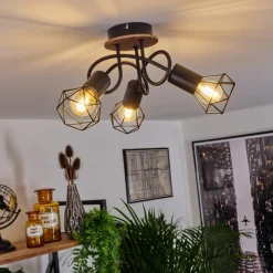 Lampes Vintages & Rétros-hofstein Plafonnier Borio Brun, Noir, 3 lumières