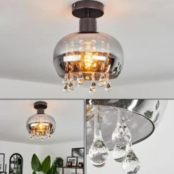 Suspension Verre Fumé-hofstein Plafonnier Boudry Noir, 1 lumière