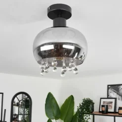 Suspension Verre Fumé-hofstein Plafonnier Boudry Noir, 1 lumière