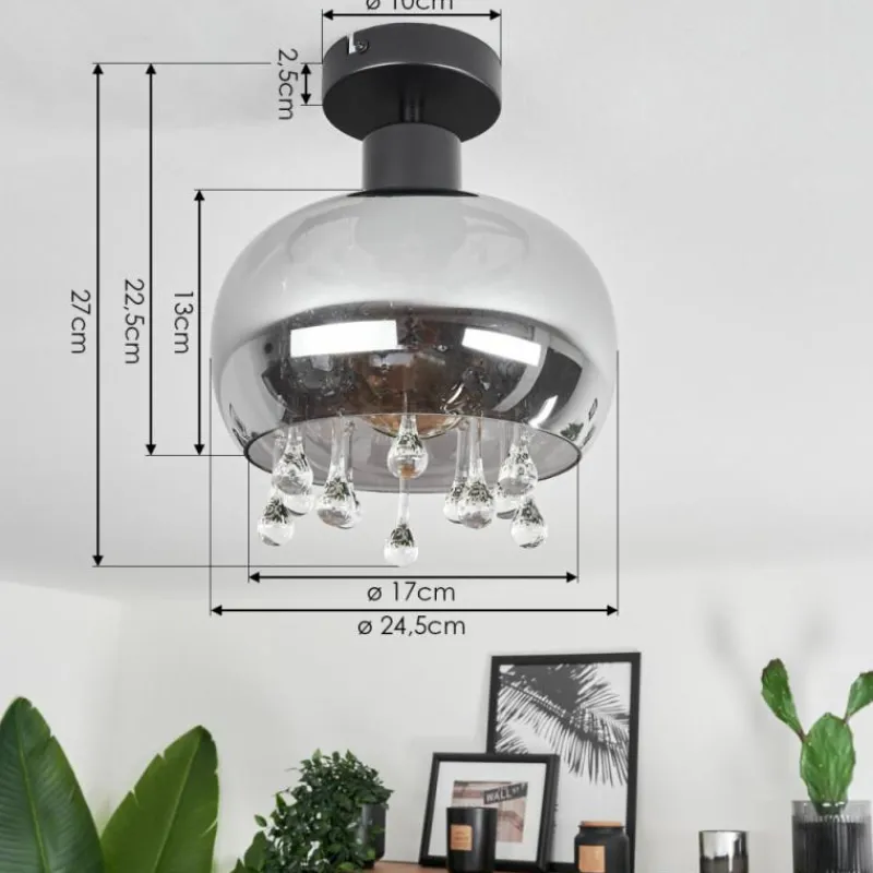 Suspension Verre Fumé-hofstein Plafonnier Boudry Noir, 1 lumière