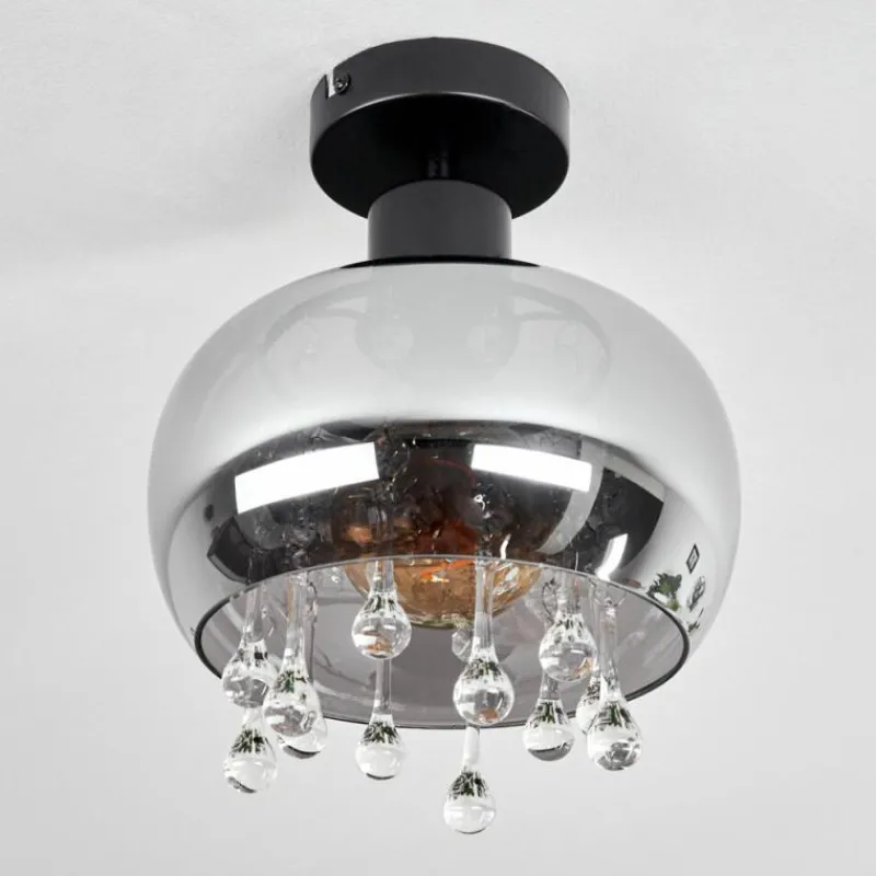 Suspension Verre Fumé-hofstein Plafonnier Boudry Noir, 1 lumière