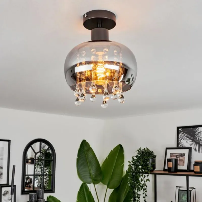 Suspension Verre Fumé-hofstein Plafonnier Boudry Noir, 1 lumière