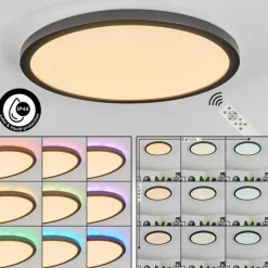 hofstein Plafonnier Boyero LED Noir, 2 lumières, Télécommandes, Changeur de couleurs