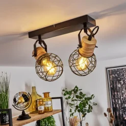 Lampes Industrielles-hofstein Plafonnier Bridgeport Noir, 2 lumières