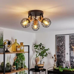 Lampes Industrielles-hofstein Plafonnier Bridgeport Noir, 3 lumières