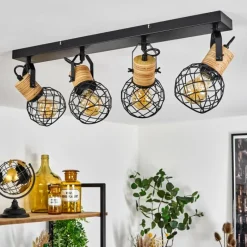 Lampes Industrielles-hofstein Plafonnier Bridgeport Noir, 4 lumières