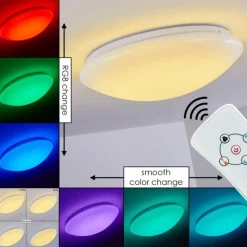 hofstein Plafonnier Brighton LED Blanc, 1 lumière, Télécommandes, Changeur de couleurs