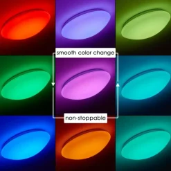 hofstein Plafonnier Brighton LED Blanc, 1 lumière, Télécommandes, Changeur de couleurs