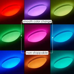 hofstein Plafonnier Brighton LED Blanc, 1 lumière, Télécommandes, Changeur de couleurs