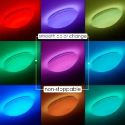 hofstein Plafonnier Brighton LED Blanc, 1 lumière, Télécommandes, Changeur de couleurs