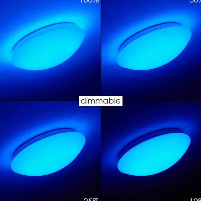 hofstein Plafonnier Brighton LED Blanc, 1 lumière, Télécommandes, Changeur de couleurs