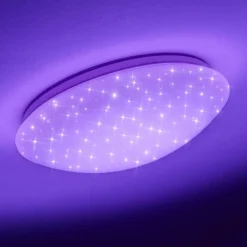 hofstein Plafonnier Brighton Star LED Blanc, 1 lumière, Télécommandes, Changeur de couleurs