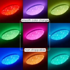 hofstein Plafonnier Brighton Star LED Blanc, 1 lumière, Télécommandes, Changeur de couleurs