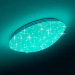 hofstein Plafonnier Brighton Star LED Blanc, 1 lumière, Télécommandes, Changeur de couleurs