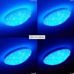 hofstein Plafonnier Brighton Star LED Blanc, 1 lumière, Télécommandes, Changeur de couleurs