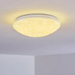 hofstein Plafonnier Brighton Star LED Blanc, 1 lumière, Télécommandes, Changeur de couleurs