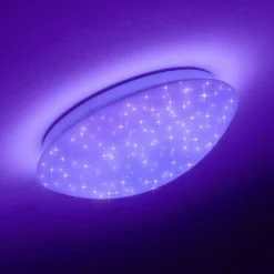 hofstein Plafonnier Brighton Star LED Blanc, 1 lumière, Télécommandes, Changeur de couleurs