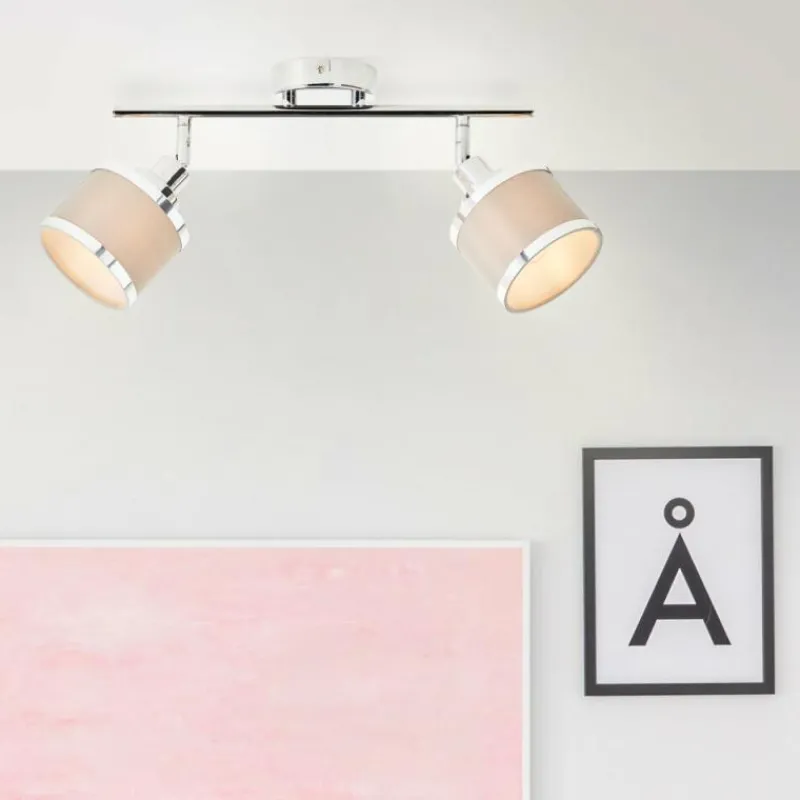 Lampes En Tissu-Luminaires Brilliant Plafonnier Brilliant Alexia Argenté, 2 lumières