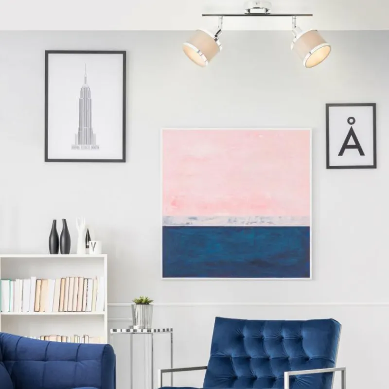 Lampes En Tissu-Luminaires Brilliant Plafonnier Brilliant Alexia Argenté, 2 lumières