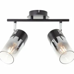 Suspension Verre Fumé-Luminaires Brilliant Plafonnier Brilliant Alia Noir, 2 lumières