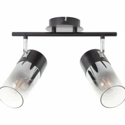 Suspension Verre Fumé-Luminaires Brilliant Plafonnier Brilliant Alia Noir, 2 lumières