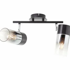 Suspension Verre Fumé-Luminaires Brilliant Plafonnier Brilliant Alia Noir, 2 lumières