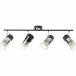 Suspension Verre Fumé-Luminaires Brilliant Plafonnier Brilliant Alia Noir, 4 lumières