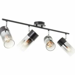 Suspension Verre Fumé-Luminaires Brilliant Plafonnier Brilliant Alia Noir, 4 lumières