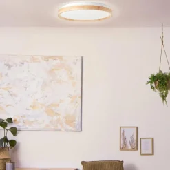 Luminaires Scandinaves-Luminaires Brilliant Plafonnier Brilliant Alson LED Brun, Blanc, 1 lumière, Télécommandes