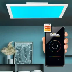 Luminaires Brilliant Plafonnier Brilliant Atira LED Blanc, 1 lumière, Télécommandes, Changeur de couleurs