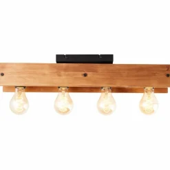 Luminaires Rustiques-Luminaires Brilliant Plafonnier Brilliant Calandra Bois clair, Noir, 4 lumières