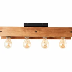 Luminaires Rustiques-Luminaires Brilliant Plafonnier Brilliant Calandra Bois clair, Noir, 4 lumières