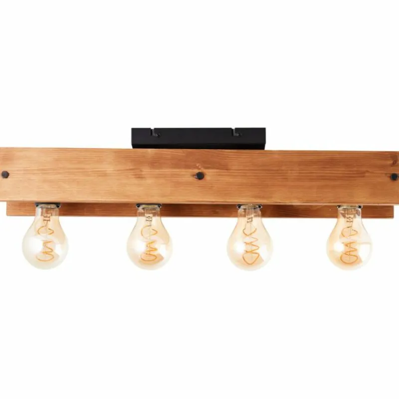 Luminaires Rustiques-Luminaires Brilliant Plafonnier Brilliant Calandra Bois clair, Noir, 4 lumières