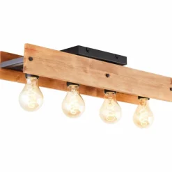 Luminaires Rustiques-Luminaires Brilliant Plafonnier Brilliant Calandra Bois clair, Noir, 4 lumières