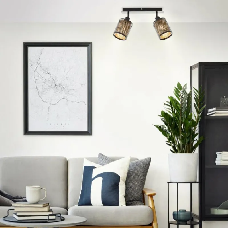 Lampes Dorées-Luminaires Brilliant Plafonnier Brilliant Cheval Noir, 2 lumières