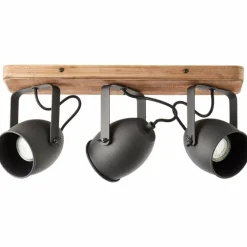 Luminaires Rustiques-Luminaires Brilliant Plafonnier Brilliant CROWTON Bois foncé, Noir, 3 lumières