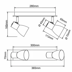 Luminaires Scandinaves-Luminaires Brilliant Plafonnier Brilliant Daintree Écru, Noir, 2 lumières