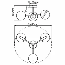 Luminaires Brilliant Plafonnier Brilliant Gitse Noir, 3 lumières