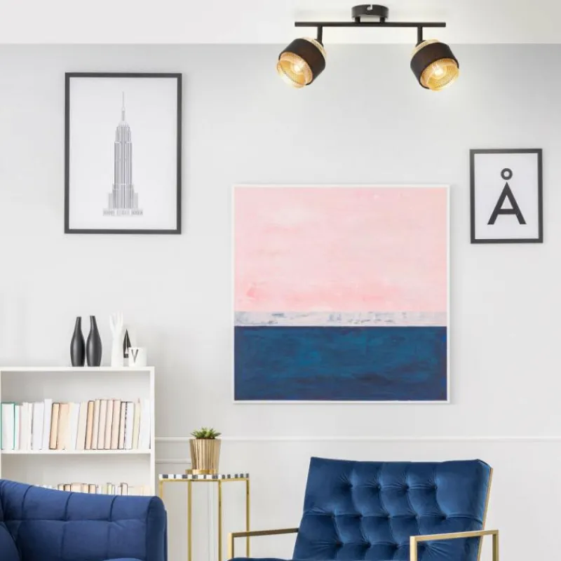 Lampes En Tissu-Luminaires Brilliant Plafonnier Brilliant Grove Noir, 2 lumières