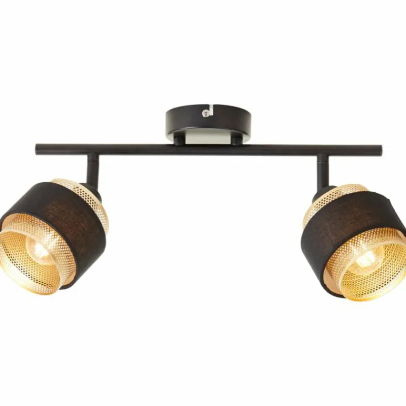 Lampes En Tissu-Luminaires Brilliant Plafonnier Brilliant Grove Noir, 2 lumières