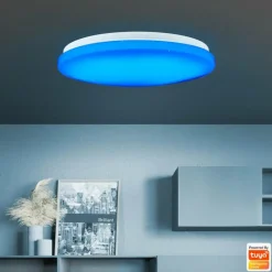 Luminaires Brilliant Plafonnier Brilliant Heddy LED Blanc, 1 lumière, Télécommandes, Changeur de couleurs