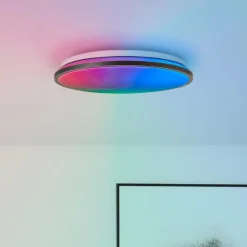 Luminaires Brilliant Plafonnier Brilliant Heida LED Noir, Blanc, 1 lumière, Télécommandes, Changeur de couleurs* Éclairage Led