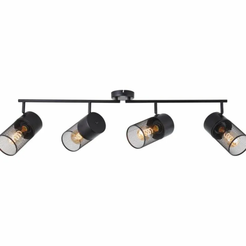 Lampes Industrielles-Luminaires Brilliant Plafonnier Brilliant Kamolo Noir, 4 lumières