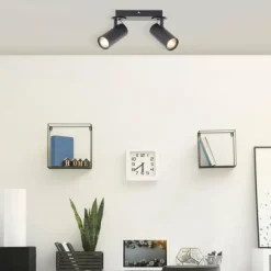 Lampes Industrielles-Luminaires Brilliant Plafonnier Brilliant Kamolo Noir, 2 lumières