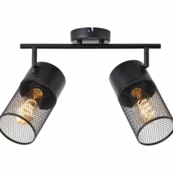 Lampes Industrielles-Luminaires Brilliant Plafonnier Brilliant Kamolo Noir, 2 lumières