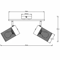 Lampes Industrielles-Luminaires Brilliant Plafonnier Brilliant Kamolo Noir, 2 lumières