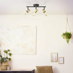 Lampes Dorées-Luminaires Brilliant Plafonnier Brilliant Kerry Or, Noir, 3 lumières