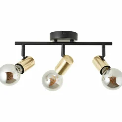 Lampes Dorées-Luminaires Brilliant Plafonnier Brilliant Kerry Or, Noir, 3 lumières