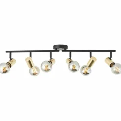 Lampes Dorées-Luminaires Brilliant Plafonnier Brilliant Kerry Or, Noir, 6 lumières